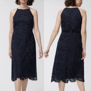 NEW Chico's Lace Halter Midi Dress Navy Blue Size 0 US 4